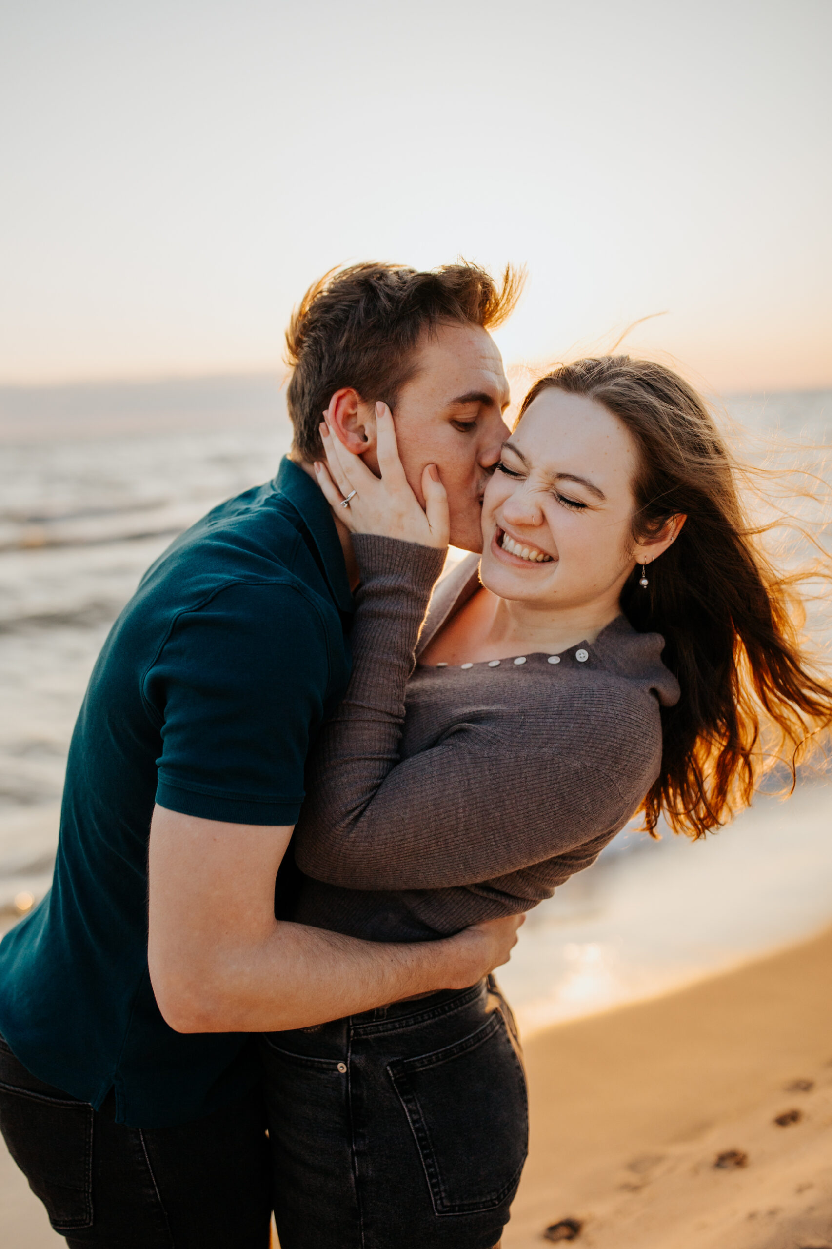sunset beach engagement golden hour-35